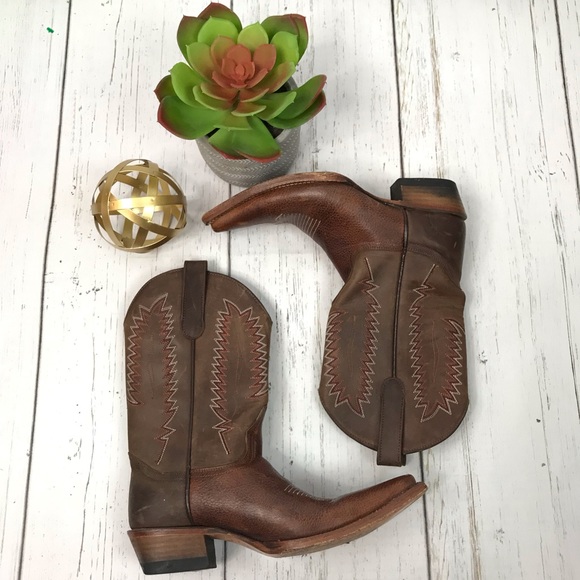 Stephy by Lamas Leather Brown Cowgirl Boots Sz 8 - Picture 6 of 8